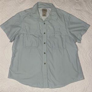 L.L. Bean Women's Light Blue Short Sleeve Button Down Top Size XL